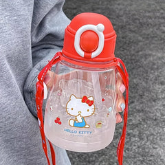 Hellokitty Summer Children's Water Cup With Straw Strap