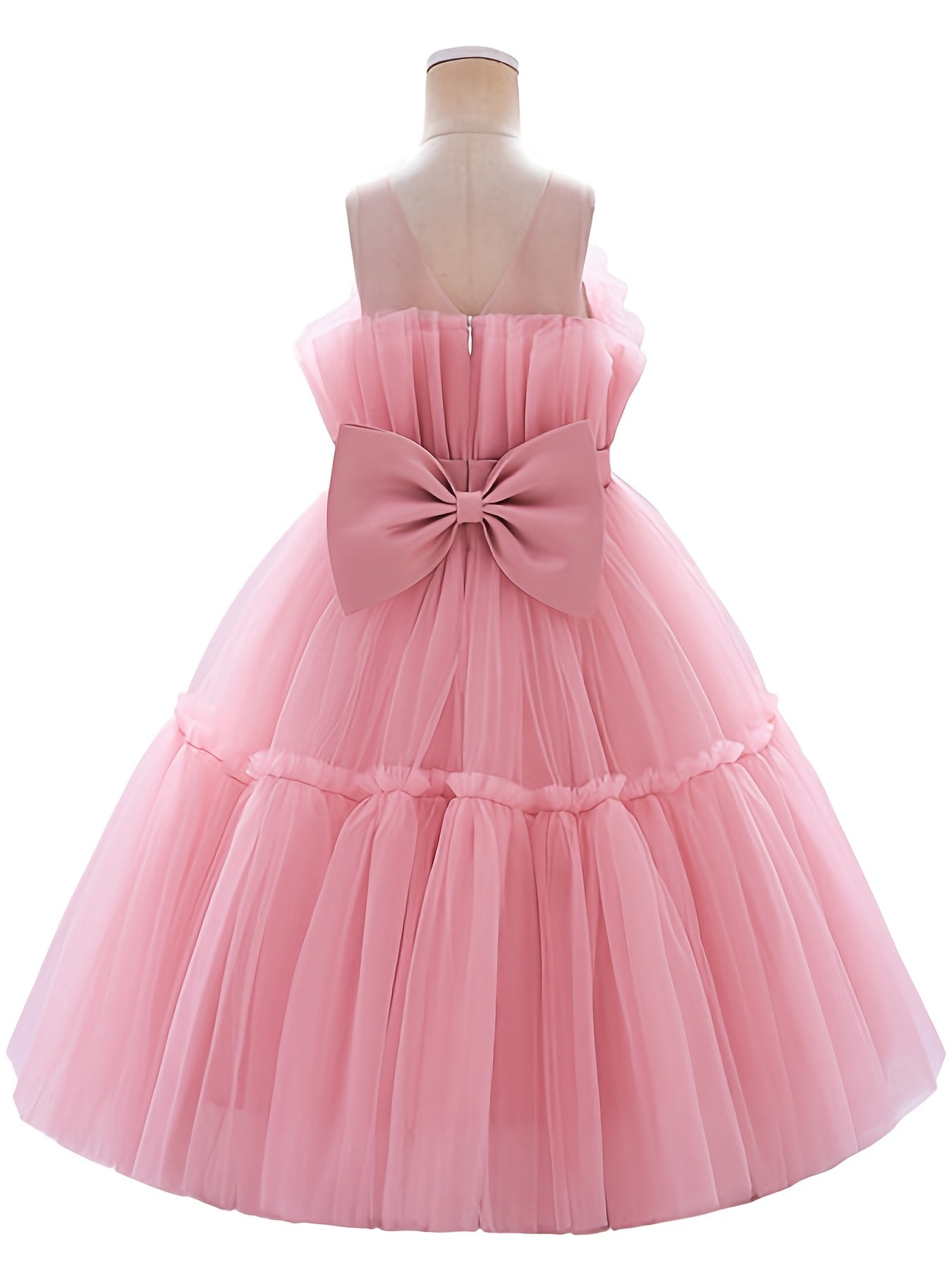 Sleeveless Puffy Princess Dress Bow Tulle Tutu Dress Wedding Flower Girls