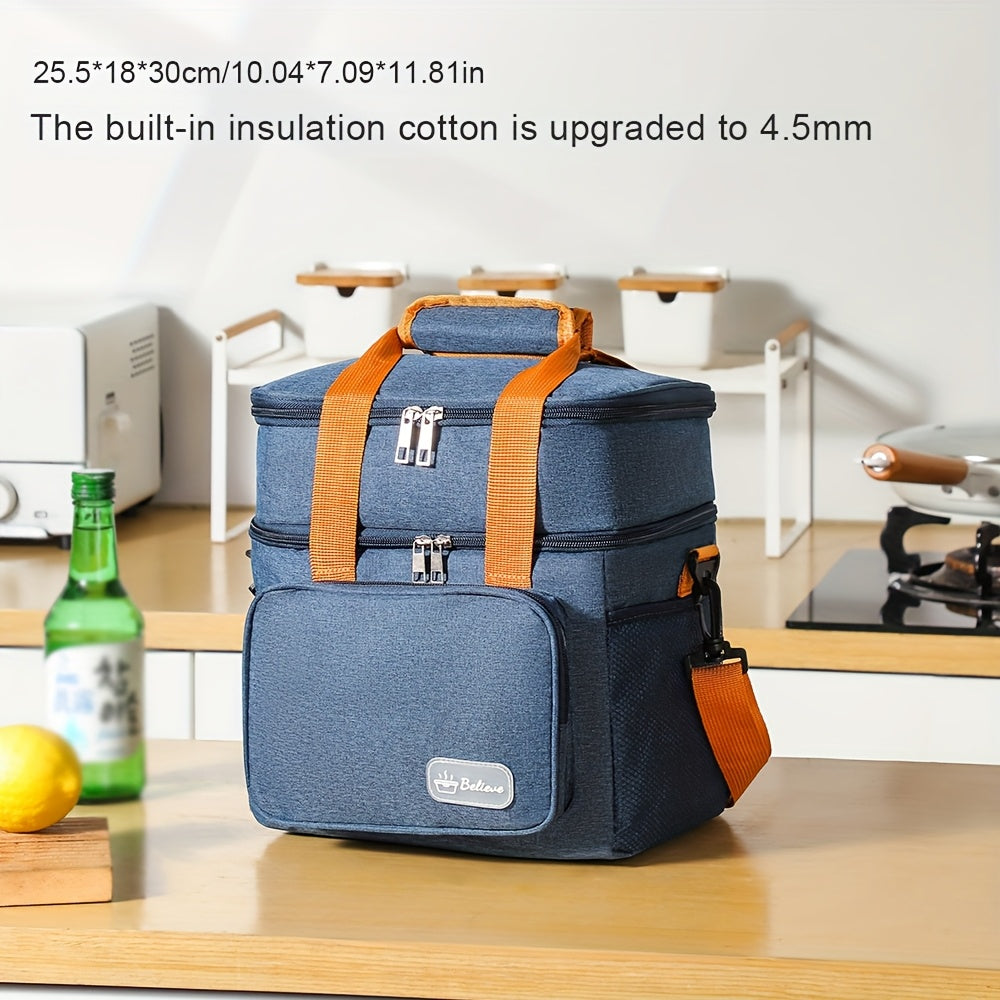 Double Layer Bento Bag with Long Handles