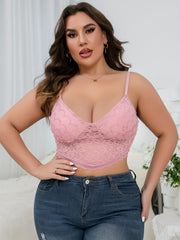 Sexy Plus Floral Lace V Neck Longline Bralette