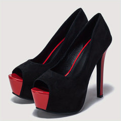 Women's Platform High Heels Peep Toe Slip On Stiletto Heels