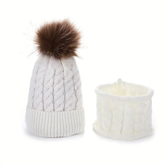 Baby Knitted Hat & Neck Warmer Set for 0-4 Years