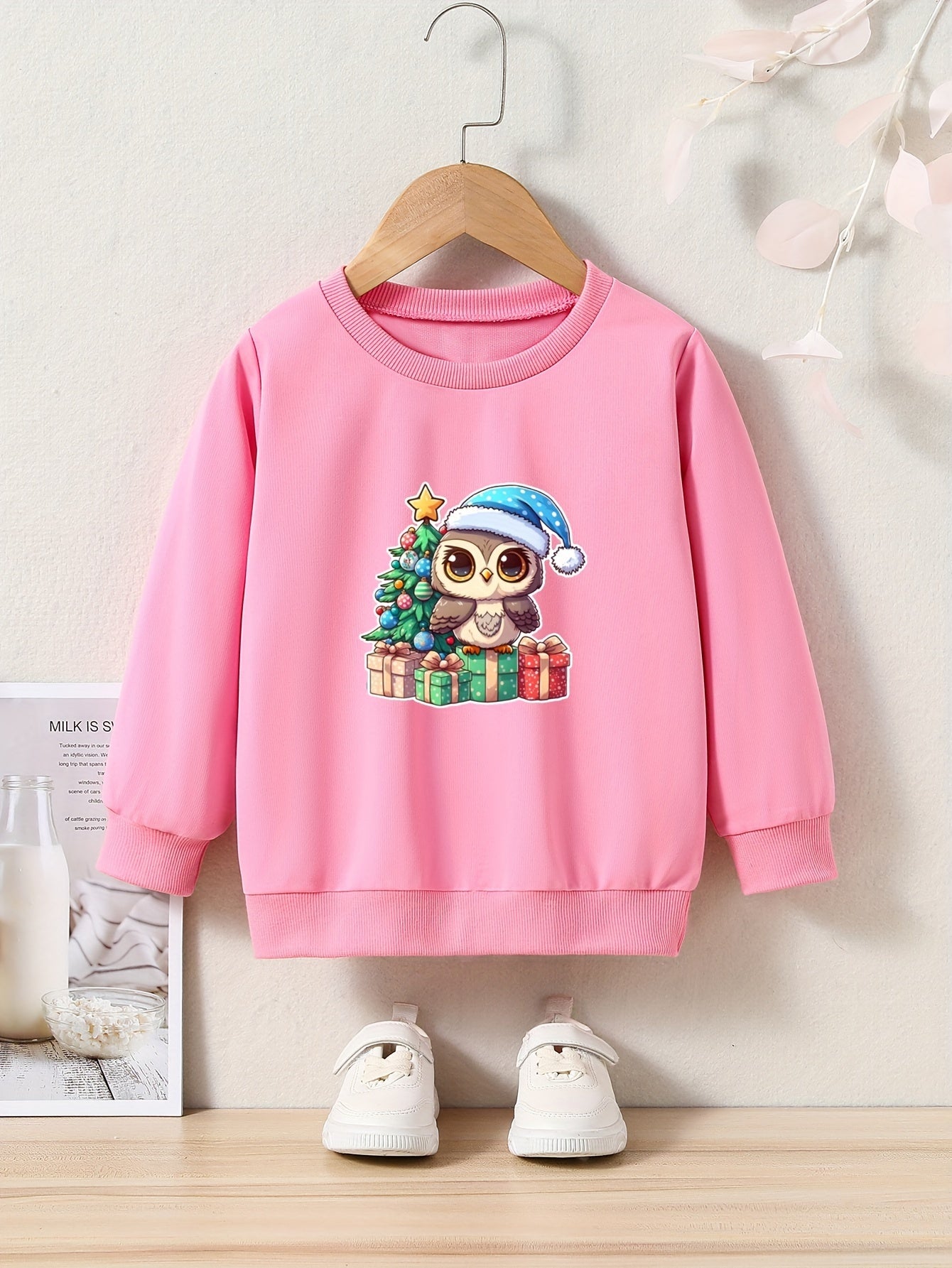 Lovely Baby Owl Crew Neck Long Sleeve Sweatshirt for Girls Boys Kids Clothes