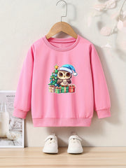 Lovely Baby Owl Crew Neck Long Sleeve Sweatshirt for Girls Boys Kids Clothes