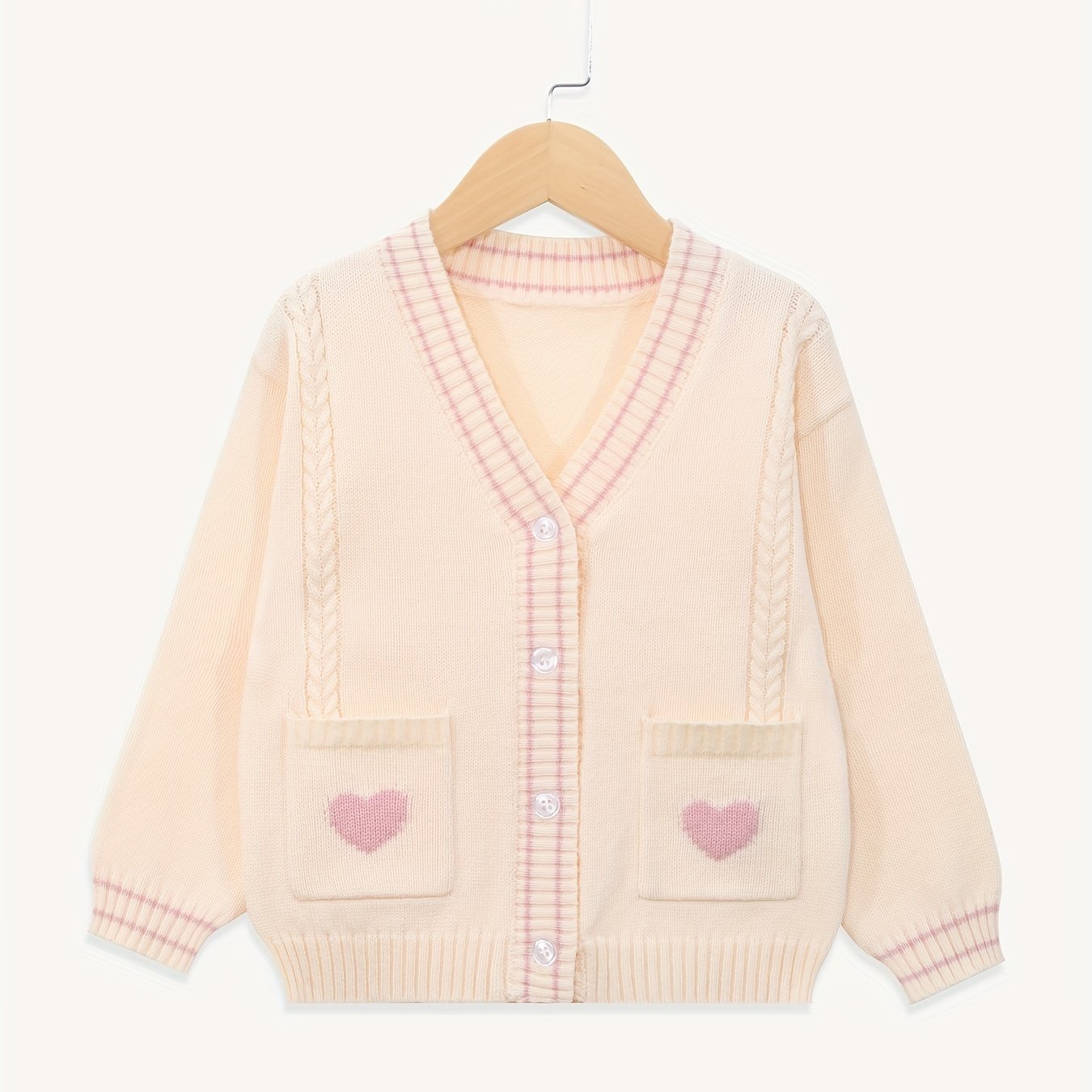 Girls Twist Knit V Neck Button Cardigan Sweater For Fall Winter
