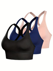 3pcs Wireless Push Up Sports Bras Comfy & Breathable