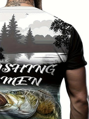 Fish Print Men's Short Sleeve T-shirt Graphic Tee Summer Clothes