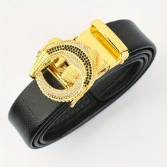 Men's Automatic Buckle Gemstone Belt with Artificial Diamonds