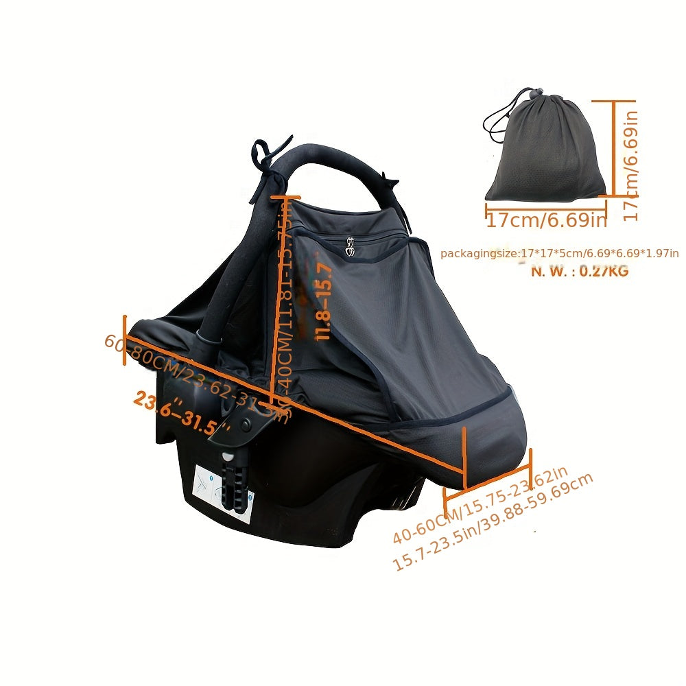 Baby Car Seat Cover with Breathable Window & Anti-Mosquito Hood