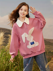 Girls' Rabbit Polo Sweatshirt - Spring Children's Cartoon Tops