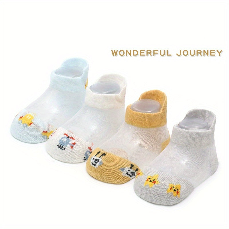 4pairs Boys Mesh Ice Silk Cartoon Ankle Socks