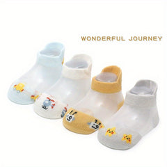 4pairs Boys Mesh Ice Silk Cartoon Ankle Socks