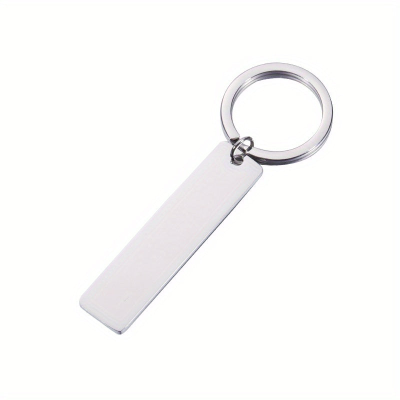 Engraved Words Name Date Steel Keychain for Men Women