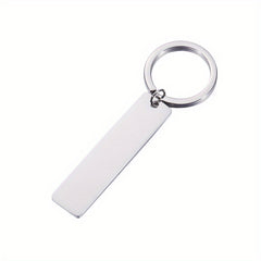 Engraved Words Name Date Steel Keychain for Men Women