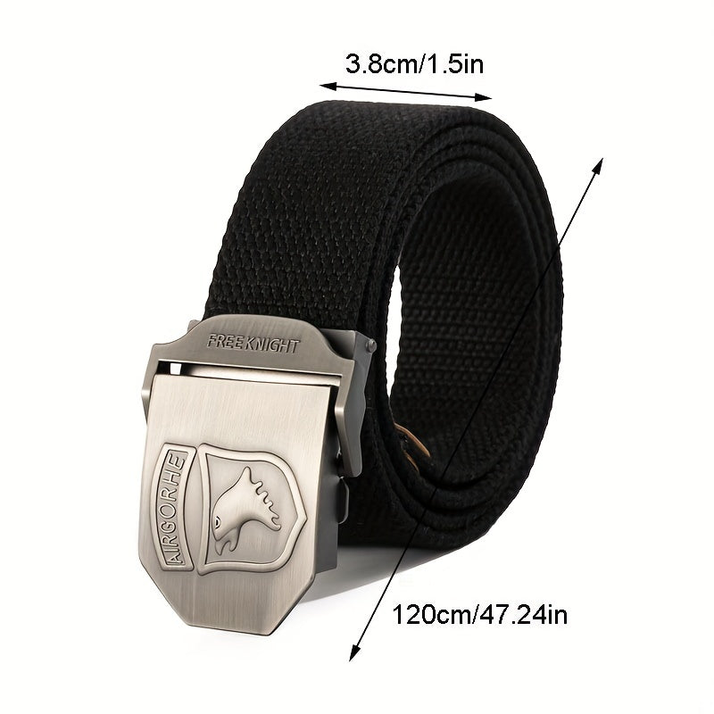 Men's Automatic Canvas Buckle Casual Woven Waist Belt