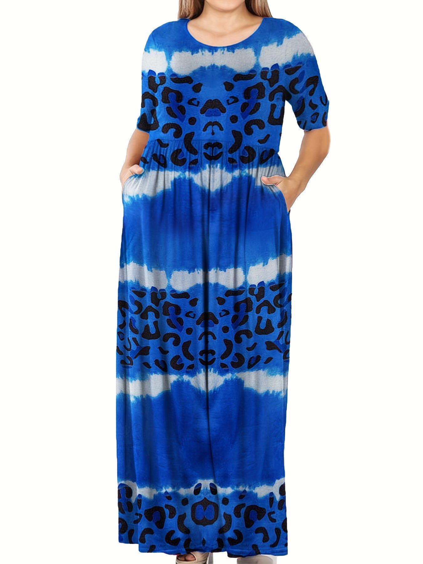 Short Sleeve Maxi Dress With Pocket Women's Plus Medium