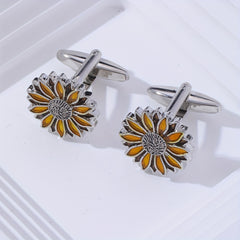 Men's Vintage Sunflower Cufflinks for Business Shirt