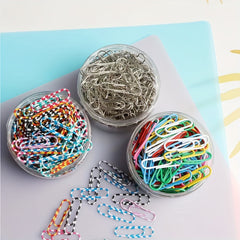 160pcs Colored Paper Clips Boxed Office Stationery Paper Clips