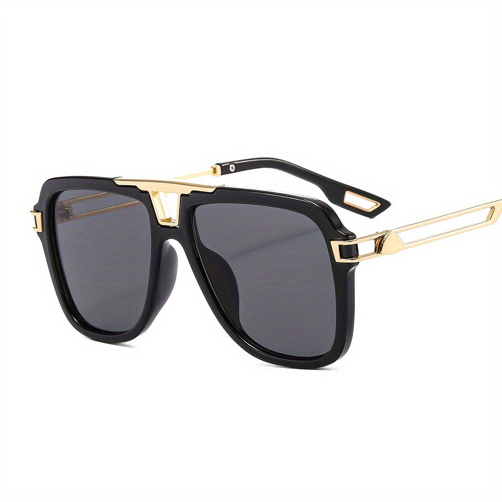 Square Metal Aviator Sunglasses Hollow Out Temple UV400