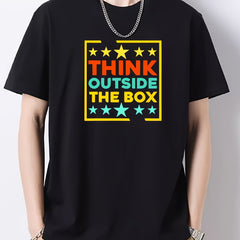 Colorful Letter Pattern Men's Graphic Cotton Tee