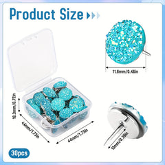 30pcs Diamond Push Pins Glitter Rhinestone Thumb Tacks for Office Wall