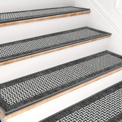 15pcs Non Slip Carpet Stair Treads Rubber Backing Safety Rug Runner