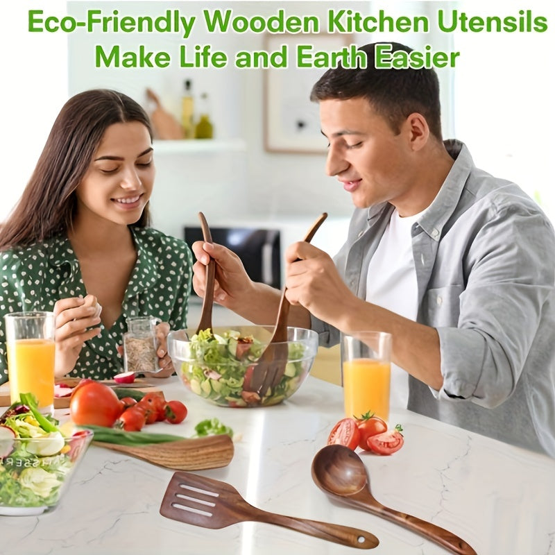 9pcs Non Stick Wooden Kitchen Utensil Set Safe and Eco Friendly