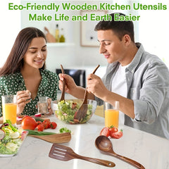 9pcs Non Stick Wooden Kitchen Utensil Set Safe and Eco Friendly