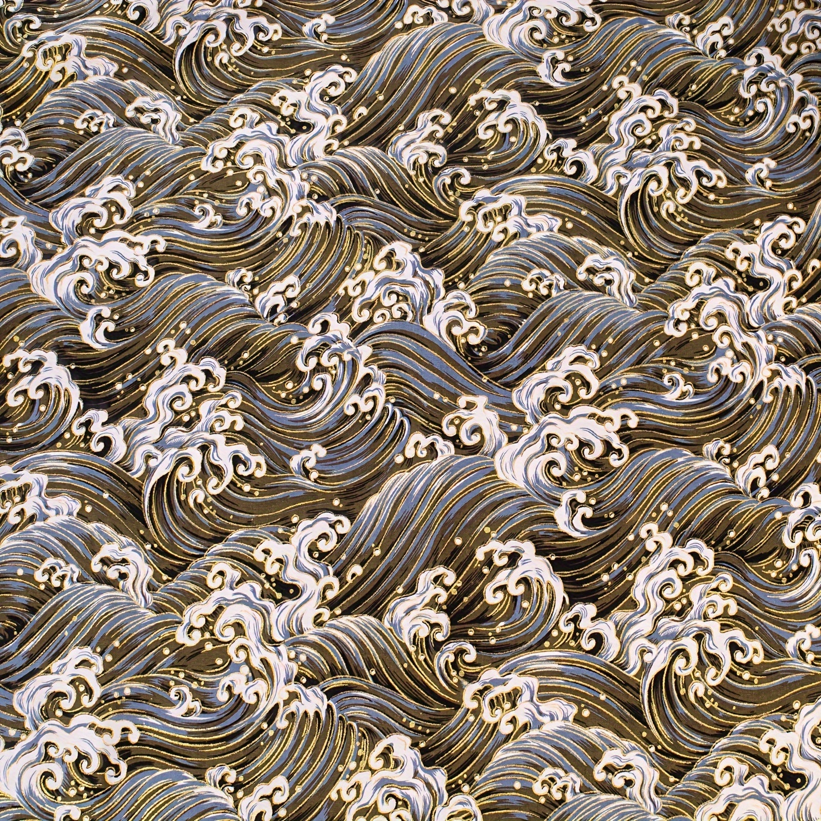 DIY Printed Fabric Bronzing Sea Wave Pattern Japanese Style Cotton Linen Fabric