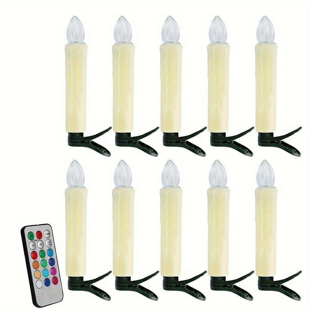 10pcs Flameless LED Candle Lights with Remote Control for Parties and Decor