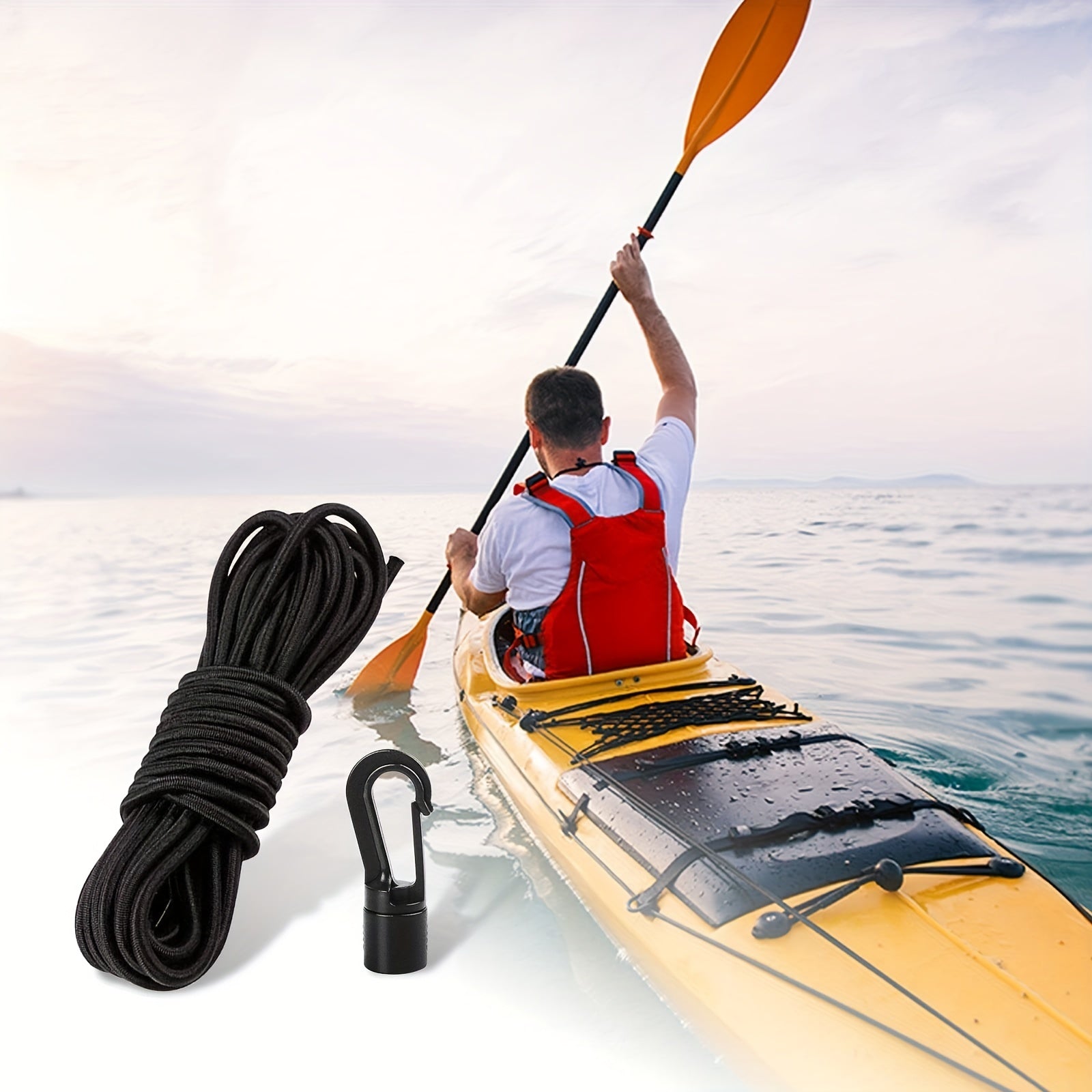 Heavy-Duty Deck Lashing Rope with Hook for Kayak Fishing Boat