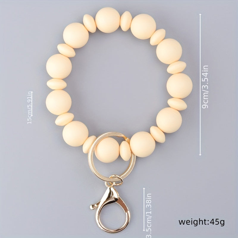 Silicone Beaded Bracelet Keychain Keyring Bag Purse Pendant