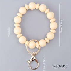Silicone Beaded Bracelet Keychain Keyring Bag Purse Pendant