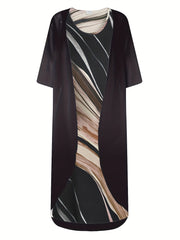 Women's Plus Marble Print Tank Dress & Sleeve Cover Up Set