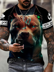 Dog Head Graphic Print Men's Novelty Short Sleeve Street Style T Shirt
