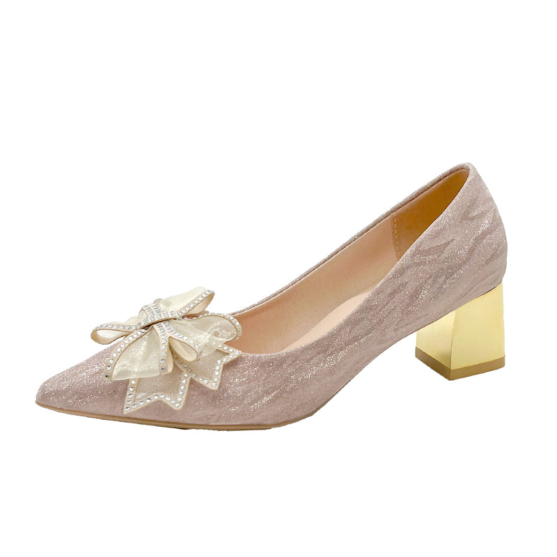 Glitter Low Heel Pumps Women's Wedding Party Shoes