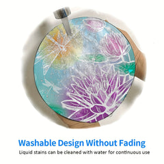 Dragonfly And Lotus Pattern Circular Stitched Edge Mousepad