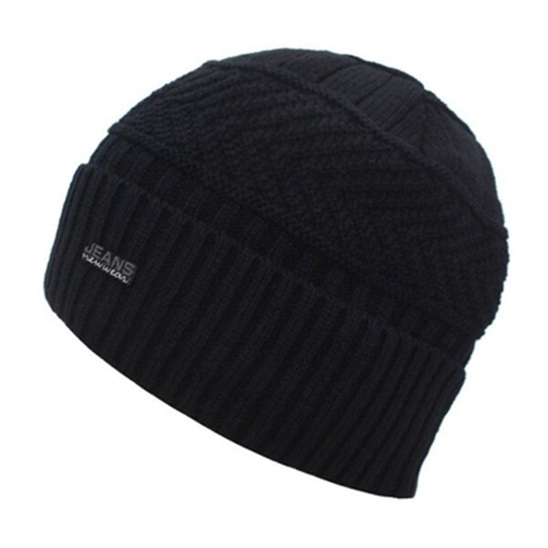 JEANS Lettering Men's Knitted Hat Warm Winter Hat