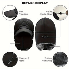 Winter Velvet Warm Hat Ear Protection Trapper Cap with Detachable Face Cover