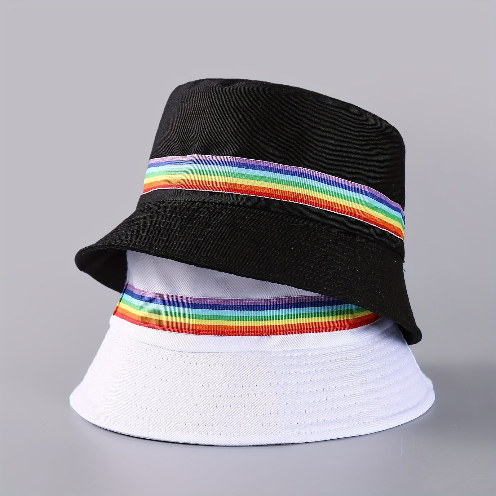 Men's Colored Strip Bucket Hat Small Brim Sunshade Basin Hat