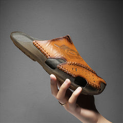 SENBURNY Cowhide Leather Slippers Men's Slip On Sandals Chappal