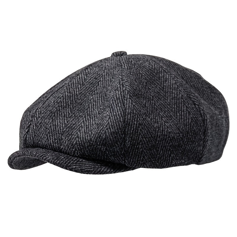 Vintage Herringbone Tweed Newsboy Cap Cosplay Hat