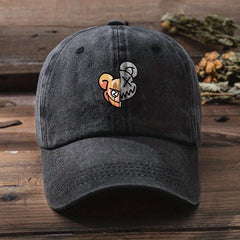 Split Bear Print Baseball Cap Vintage Washed Distressed Cartoon Dad Hats