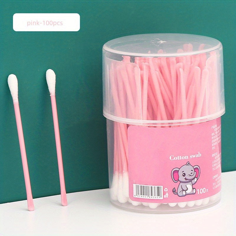 100pcs 2 in 1 Adult Baby Swabs Ear Scoop Cotton Swabs