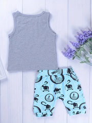 2pcs Baby Boys Casual Tank Top & Cartoon Shorts Set