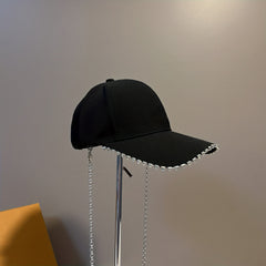 Rhinestone Chain Decor Baseball Cap Hip Hop Sun Hat & Adjustable Couple Dad Hats