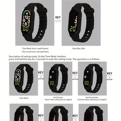 Boys Teens Heart Weekly Date Touch Sports LED Watch