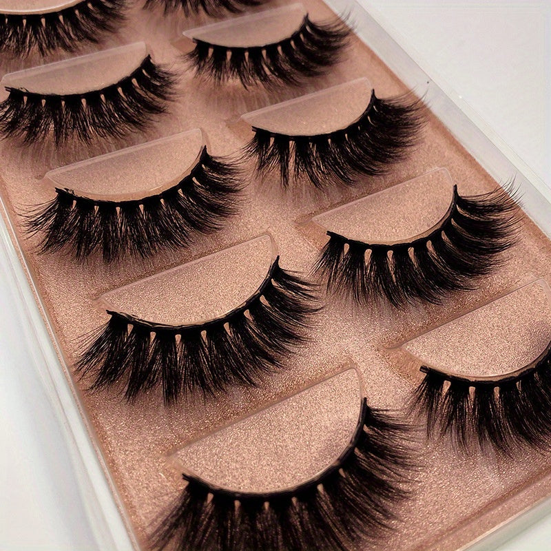 5 Pairs Fluffy 3D Mink Lashes - Natural & Reusable - Perfect Gift for Her