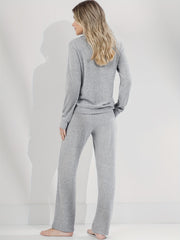 Women's Plus Long Sleeve Polo Neck Top & Tie Front Pants Outfit Set