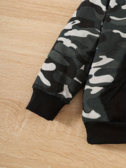 2pcs Baby Boys Camouflage Hooded Tops & Pant Set